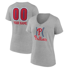 Philadelphia Phillies Women's Personalized Name & Number Fastball V-Neck T-Shirt | MLB For sale