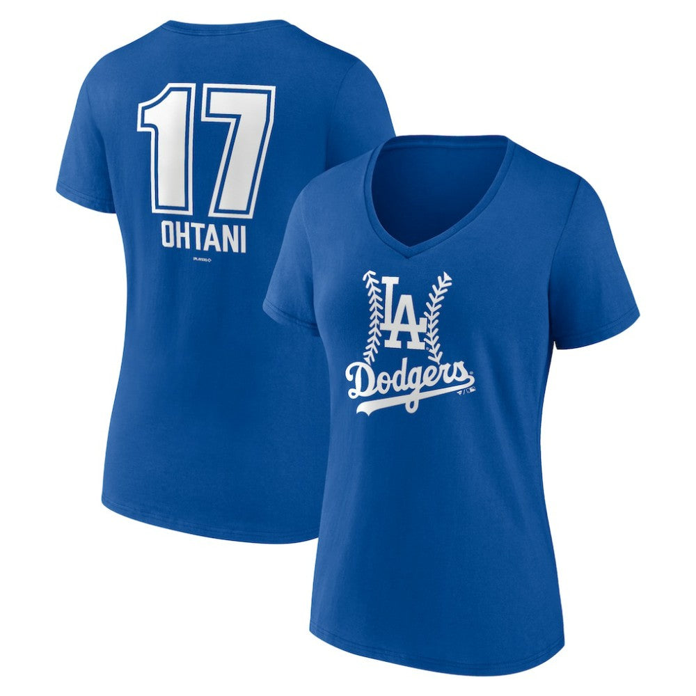 Shohei Ohtani Los Angeles Dodgers Women's Fastball Player Name & Number V-Neck T-Shirt | MLB US