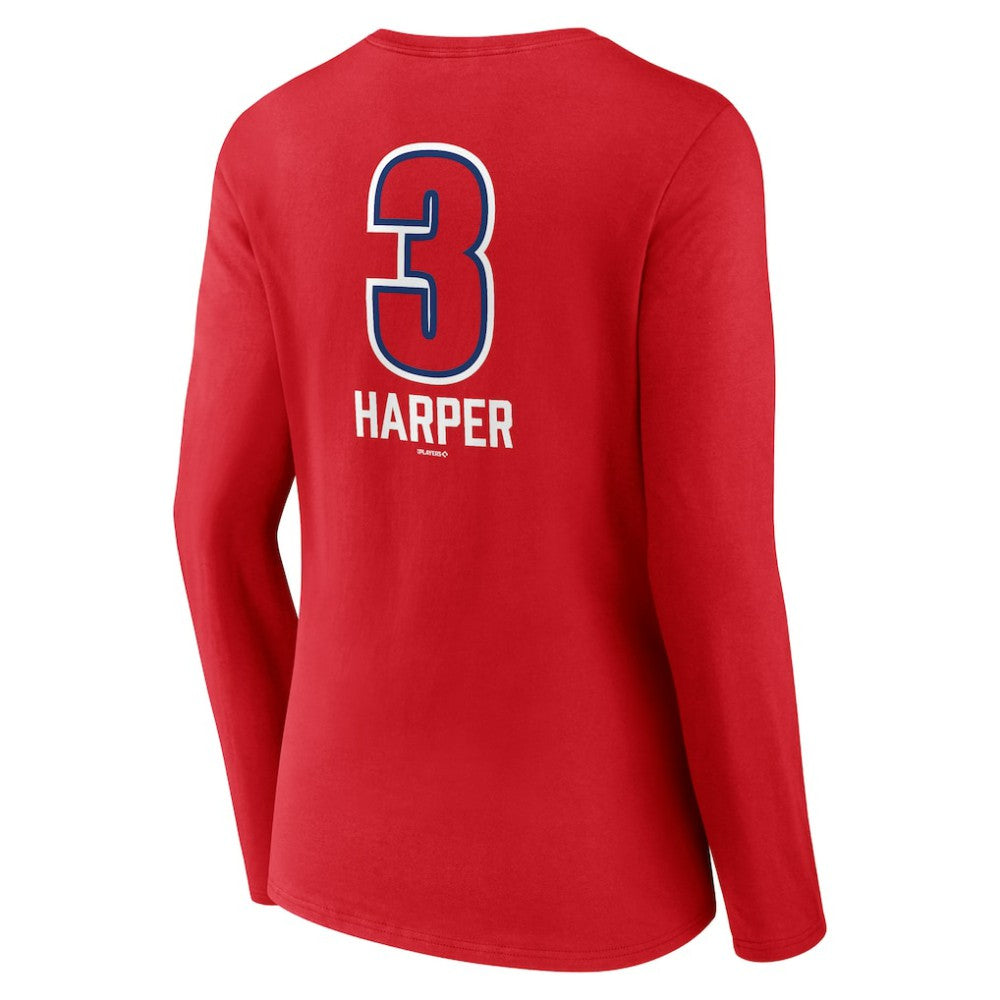 Bryce Harper Philadelphia Phillies Women's Fastball Player Name & Number Long Sleeve V-Neck T-Shirt | MLB US