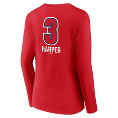 Bryce Harper Philadelphia Phillies Women's Fastball Player Name & Number Long Sleeve V-Neck T-Shirt | MLB US