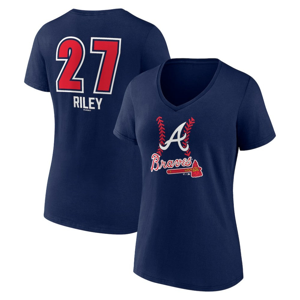 Austin Riley Atlanta Braves Women's Fastball Player Name & Number V-Neck T-Shirt | MLB Online