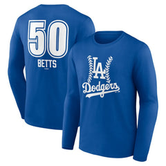 Mookie Betts Los Angeles Dodgers Fastball Player Name & Number Long Sleeve T-Shirt | MLB On Sale