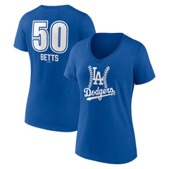 Mookie Betts Los Angeles Dodgers Women's Fastball Player Name & Number V-Neck T-Shirt | MLB Near me