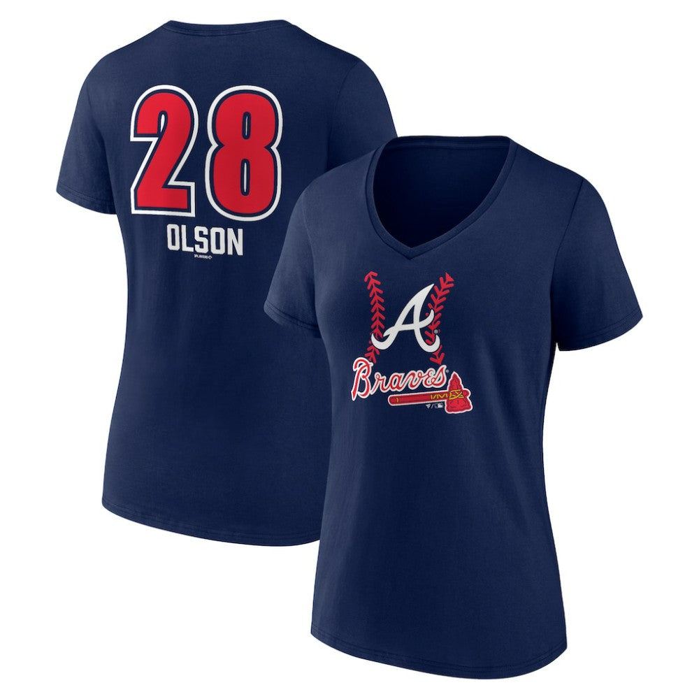 Matt Olson Atlanta Braves Women's Fastball Player Name & Number V-Neck T-Shirt | MLB For sale