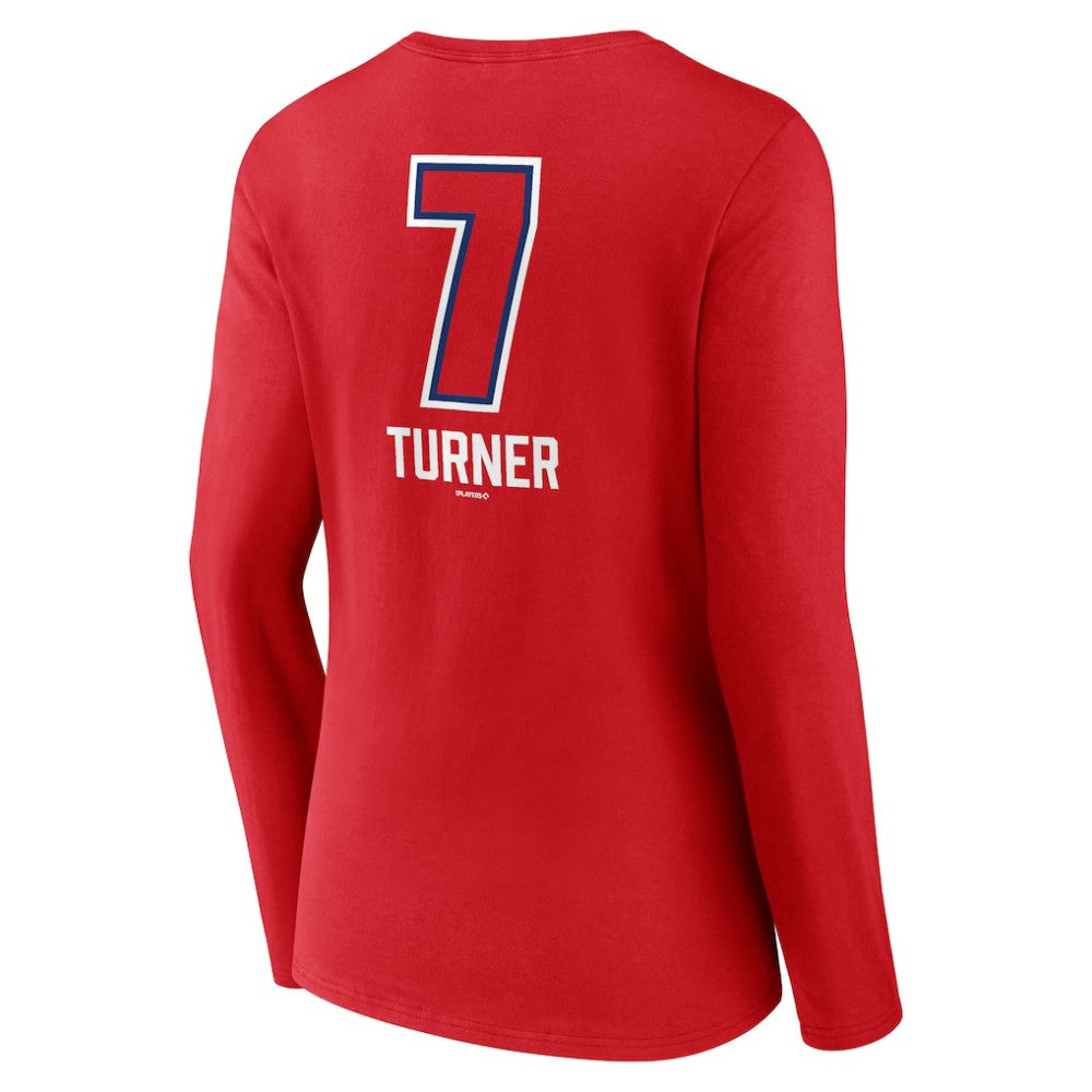 Trea Turner Philadelphia Phillies Women's Fastball Player Name & Number Long Sleeve V-Neck T-Shirt | MLB Near me