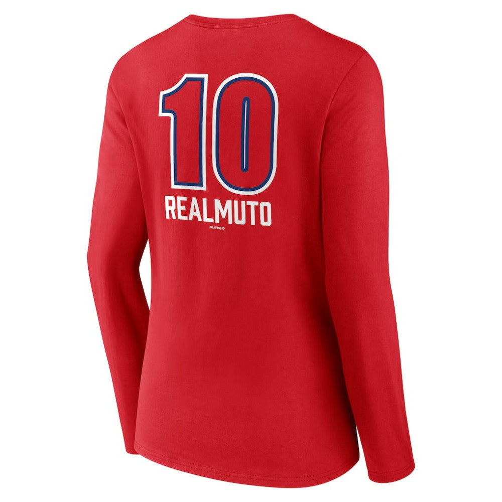 J.T. Realmuto Philadelphia Phillies Women's Fastball Player Name & Number Long Sleeve V-Neck T-Shirt | MLB New