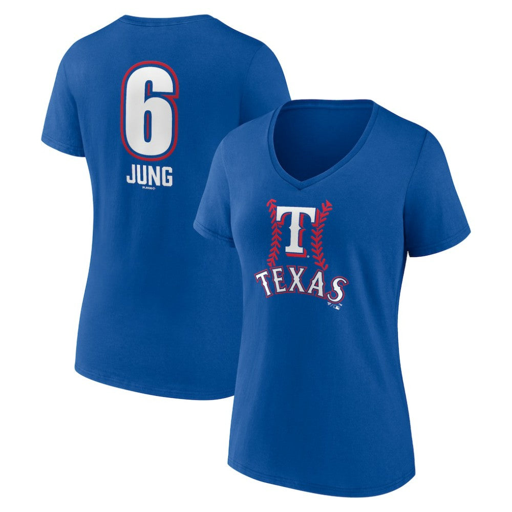 Josh Jung Texas Rangers Women's Fastball Player Name & Number V-Neck T-Shirt | MLB On Sale