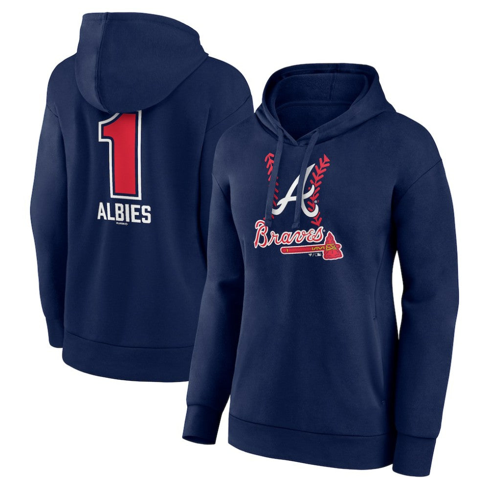 Ozzie Albies Atlanta Braves Women's Fastball Player Name & Number Pullover Hoodie | MLB Outlet