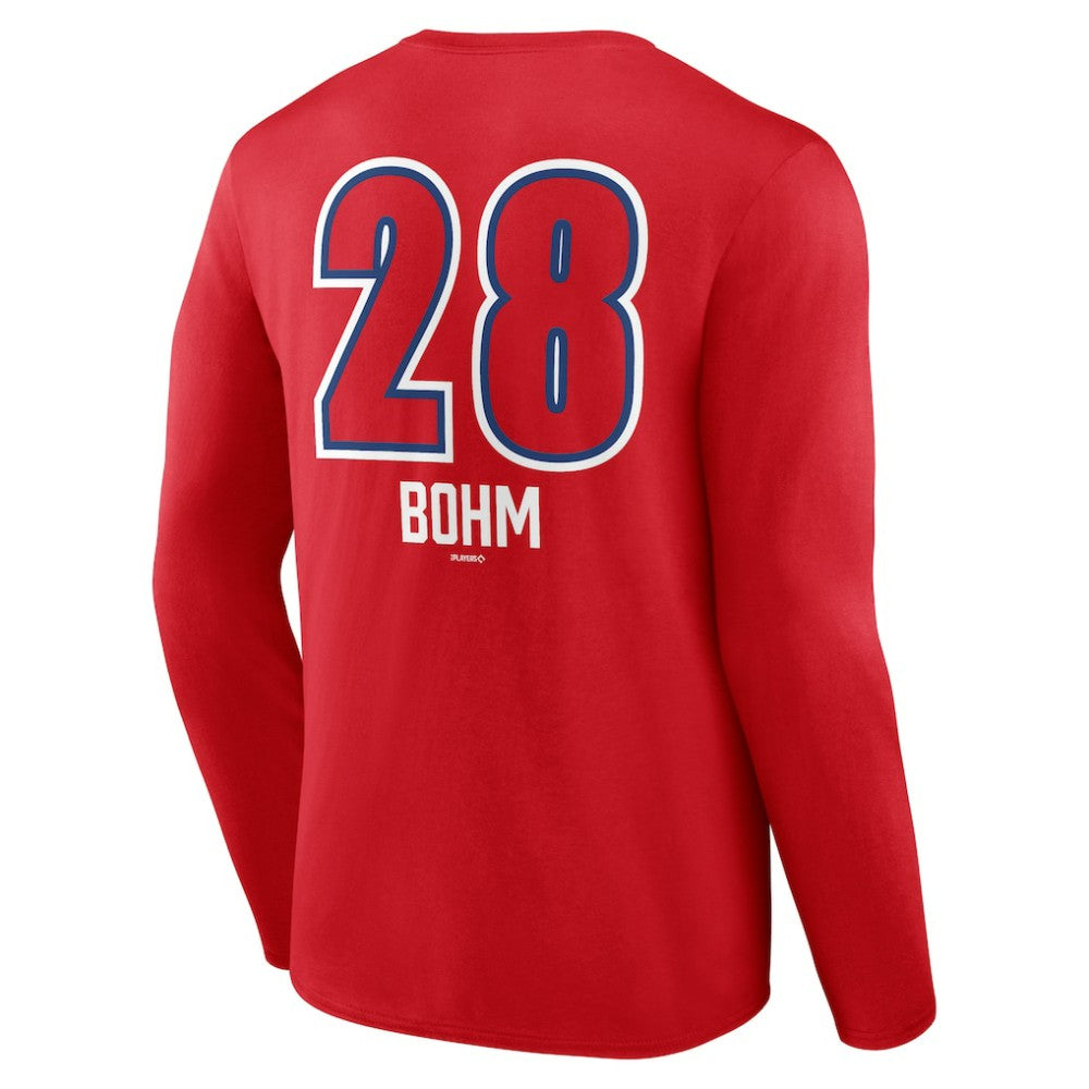 Alec Bohm Philadelphia Phillies Fastball Player Name & Number Long Sleeve T-Shirt | MLB On Sale