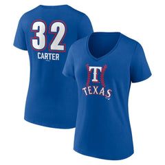Evan Carter Texas Rangers Women's Fastball Player Name & Number V-Neck T-Shirt | MLB Near me