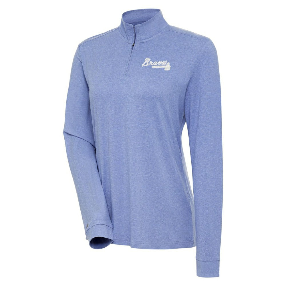Atlanta Braves Antigua Women's Mentor Quarter-Zip Pullover Top | MLB US