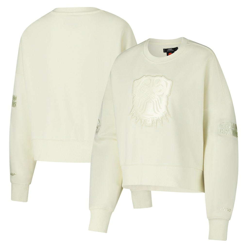 Cleveland Browns  Pro Standard Triple Tonal Cropped Fleece Pullover Sweatshirt