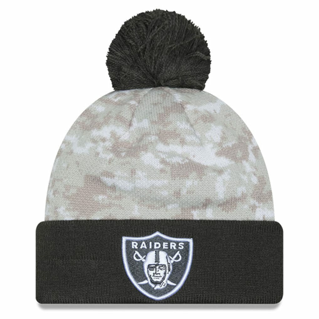 Las Vegas Raiders New Era 2024 Salute To Service Digital Camo Cuffed Knit Hat with Pom