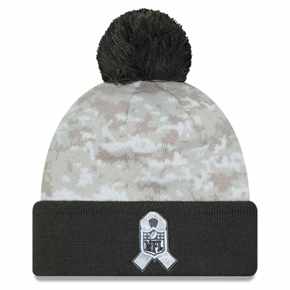 Las Vegas Raiders New Era 2024 Salute To Service Digital Camo Cuffed Knit Hat with Pom