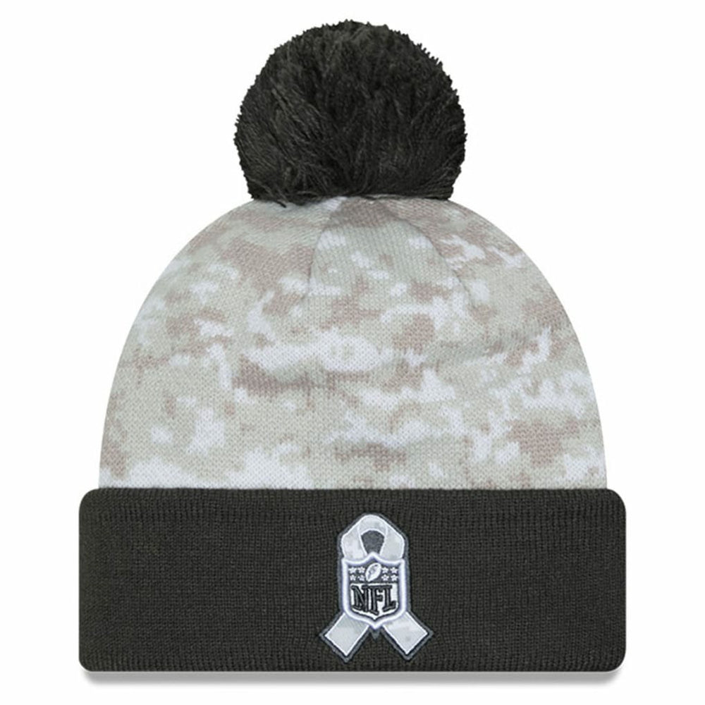 Las Vegas Raiders New Era 2024 Salute To Service Digital Camo Cuffed Knit Hat with Pom