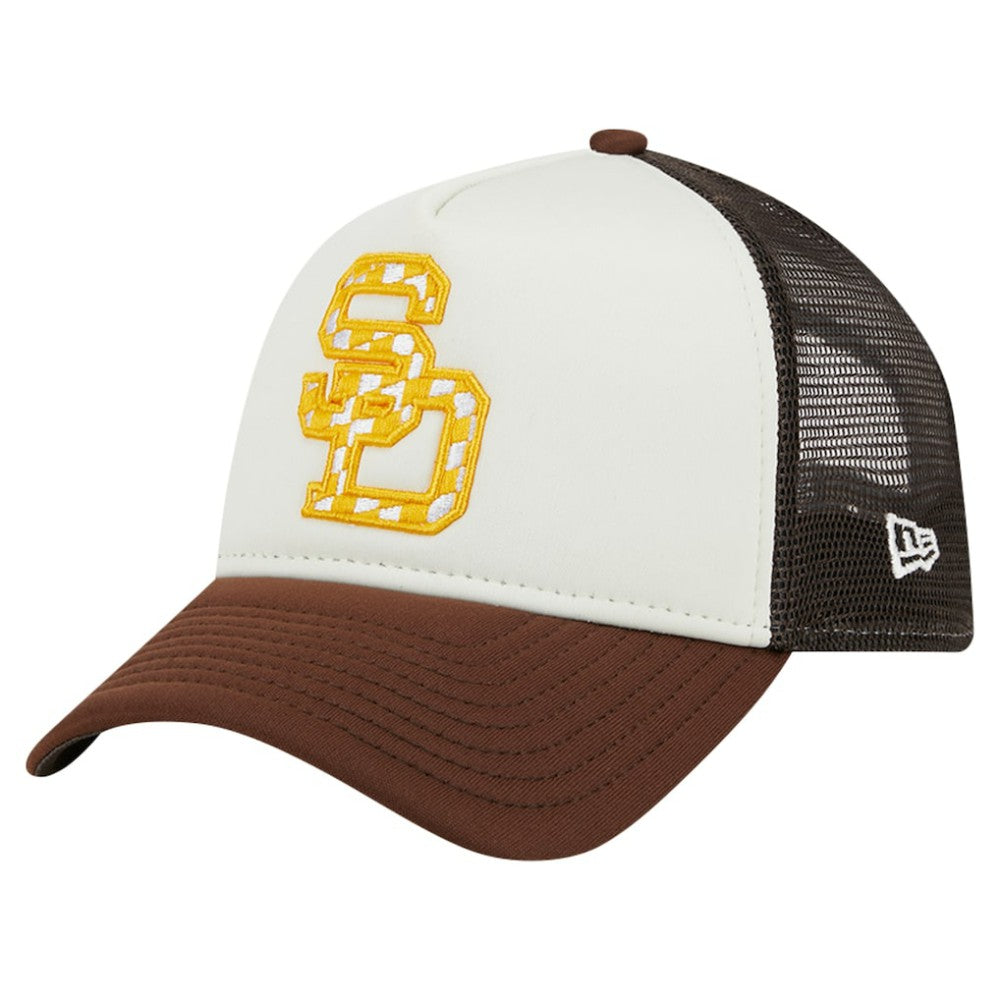 San Diego Padres New Era Checkered Flag A-Frame Trucker 9FORTY Adjustable Hat | MLB Discount