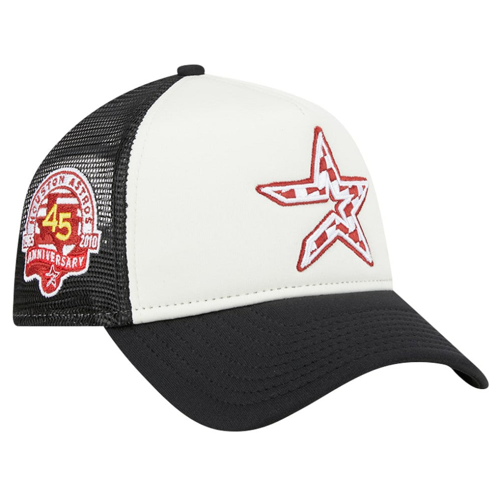 Houston Astros New Era Checkered Flag A-Frame Trucker 9FORTY Adjustable Hat | MLB Discount