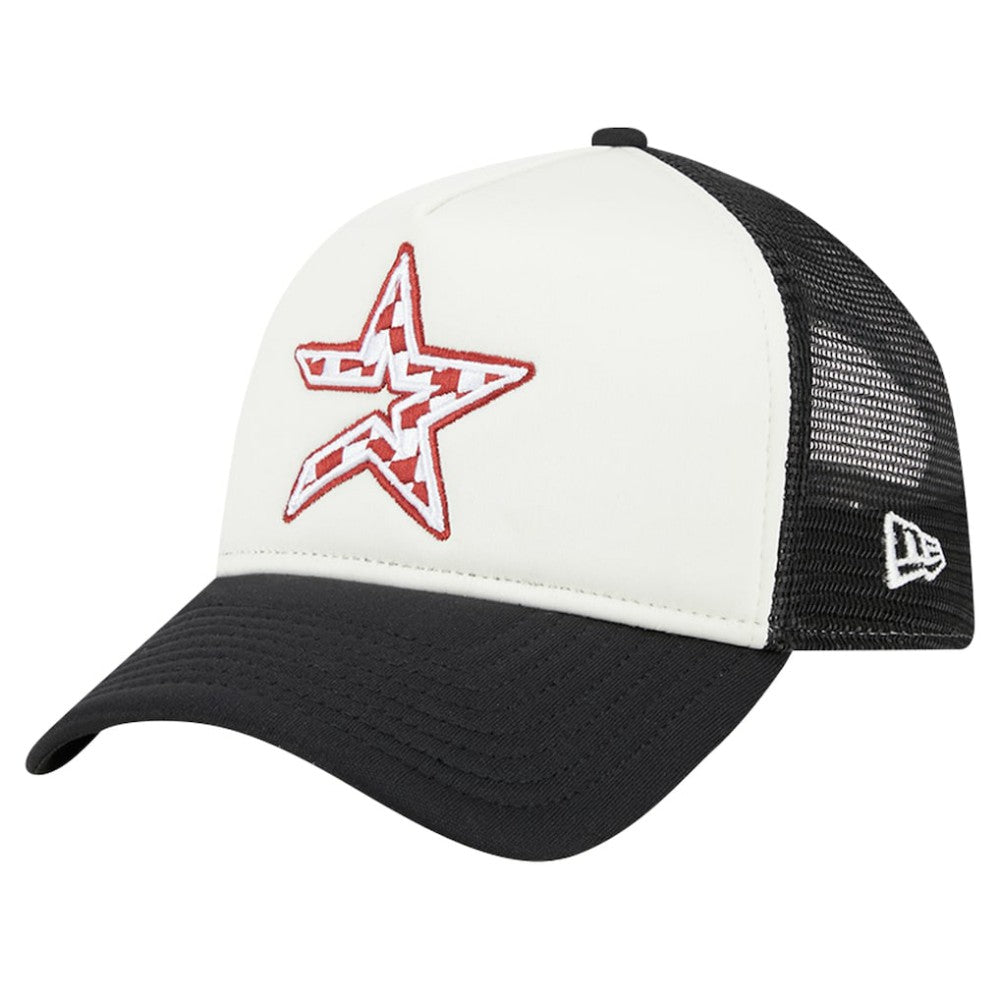 Houston Astros New Era Checkered Flag A-Frame Trucker 9FORTY Adjustable Hat | MLB Discount