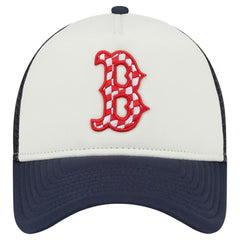 Boston Red Sox New Era Checkered Flag A-Frame Trucker 9FORTY Adjustable Hat | MLB For sale