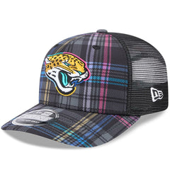Jacksonville Jaguars New Era 2024 NFL Crucial Catch Plaid 9SEVENTY Trucker Snapback Hat
