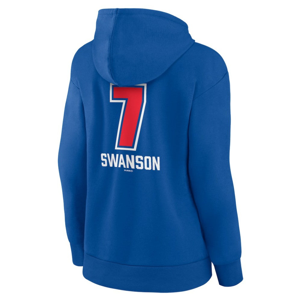 Dansby Swanson Chicago Cubs Women's Fastball Player Name & Number Pullover Hoodie | MLB Discount