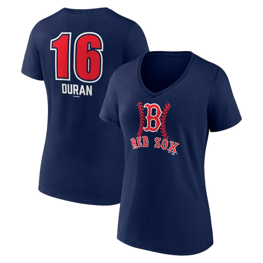 Jarren Duran Boston Red Sox Women's Fastball Player Name & Number V-Neck T-Shirt | MLB Sale