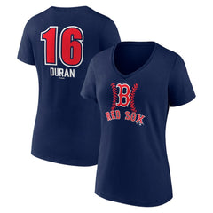 Jarren Duran Boston Red Sox Women's Fastball Player Name & Number V-Neck T-Shirt | MLB Sale