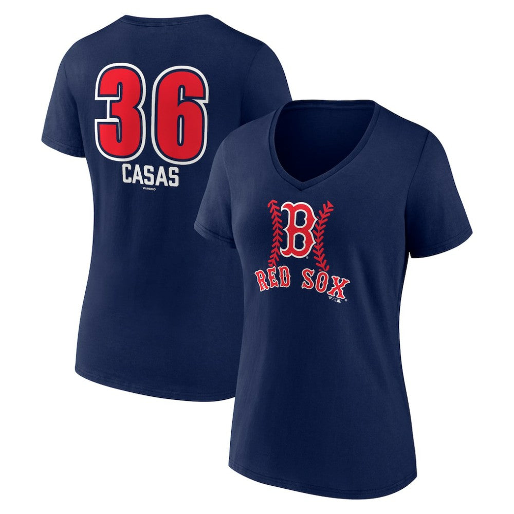 Triston Casas Boston Red Sox Women's Fastball Player Name & Number V-Neck T-Shirt | MLB Sale