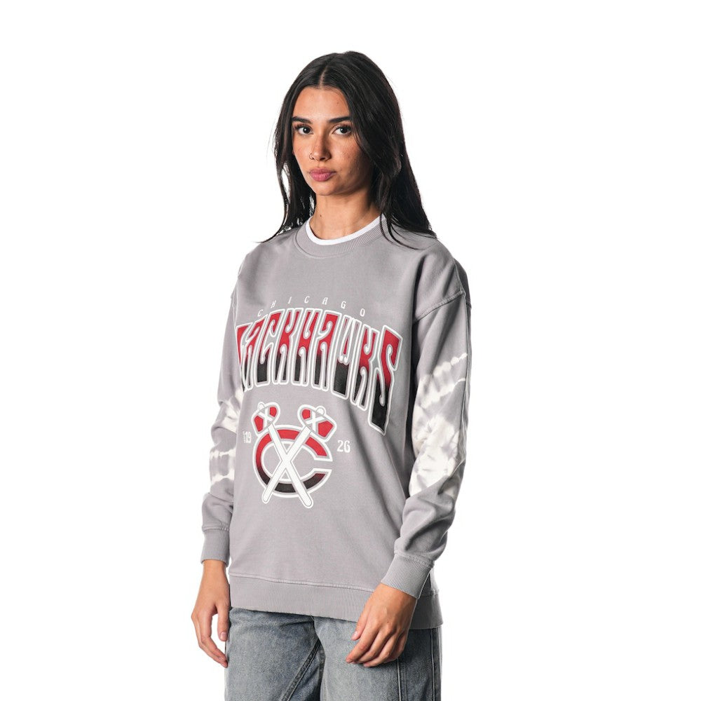 Chicago Blackhawks The Wild Collective Unisex Tie-Dye Double Collar Pullover Sweatshirt Online