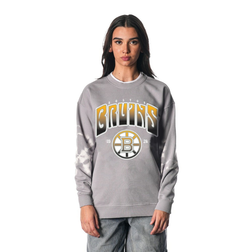 Boston Bruins The Wild Collective Unisex Tie-Dye Double Collar Pullover Sweatshirt Discount