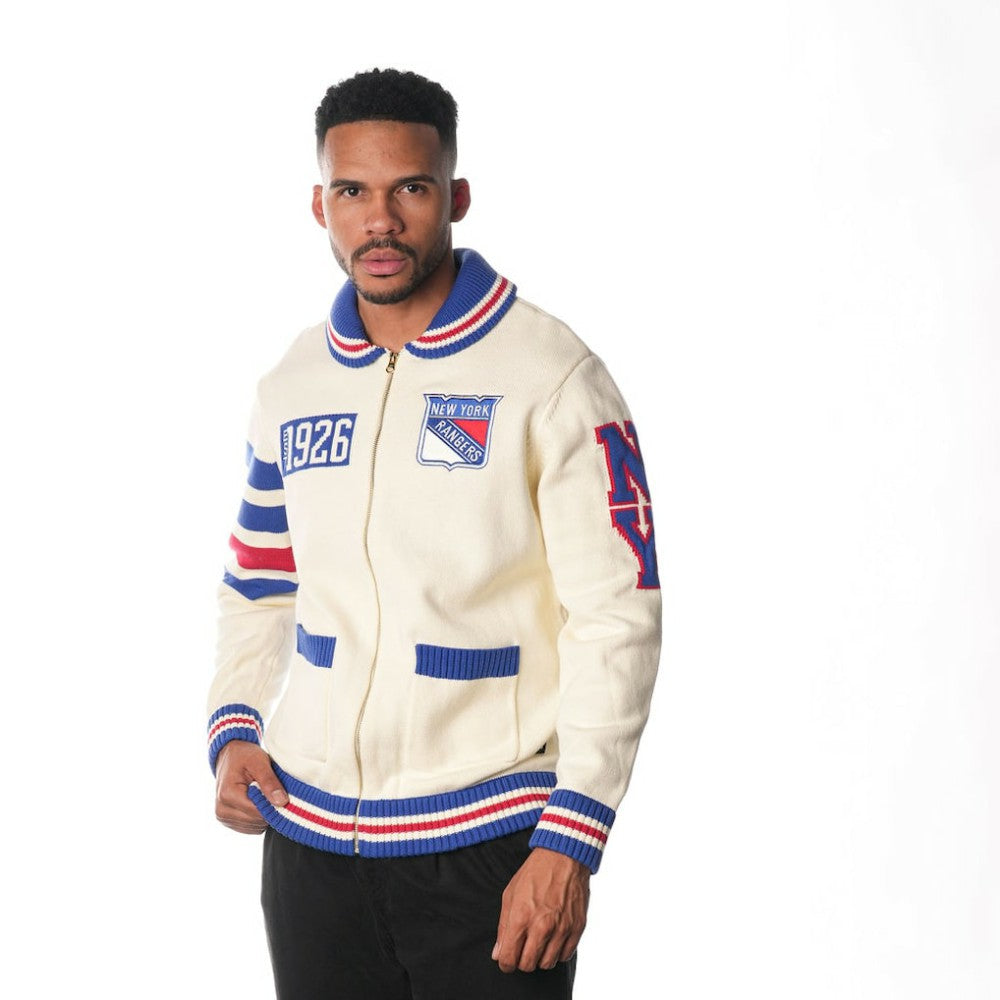 New York Rangers The Wild Collective Unisex Jacquard Full-Zip Sweater For Sale
