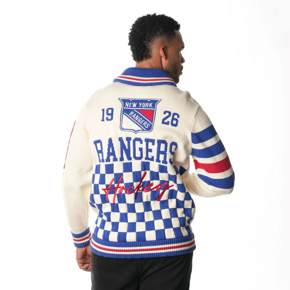 New York Rangers The Wild Collective Unisex Jacquard Full-Zip Sweater For Sale