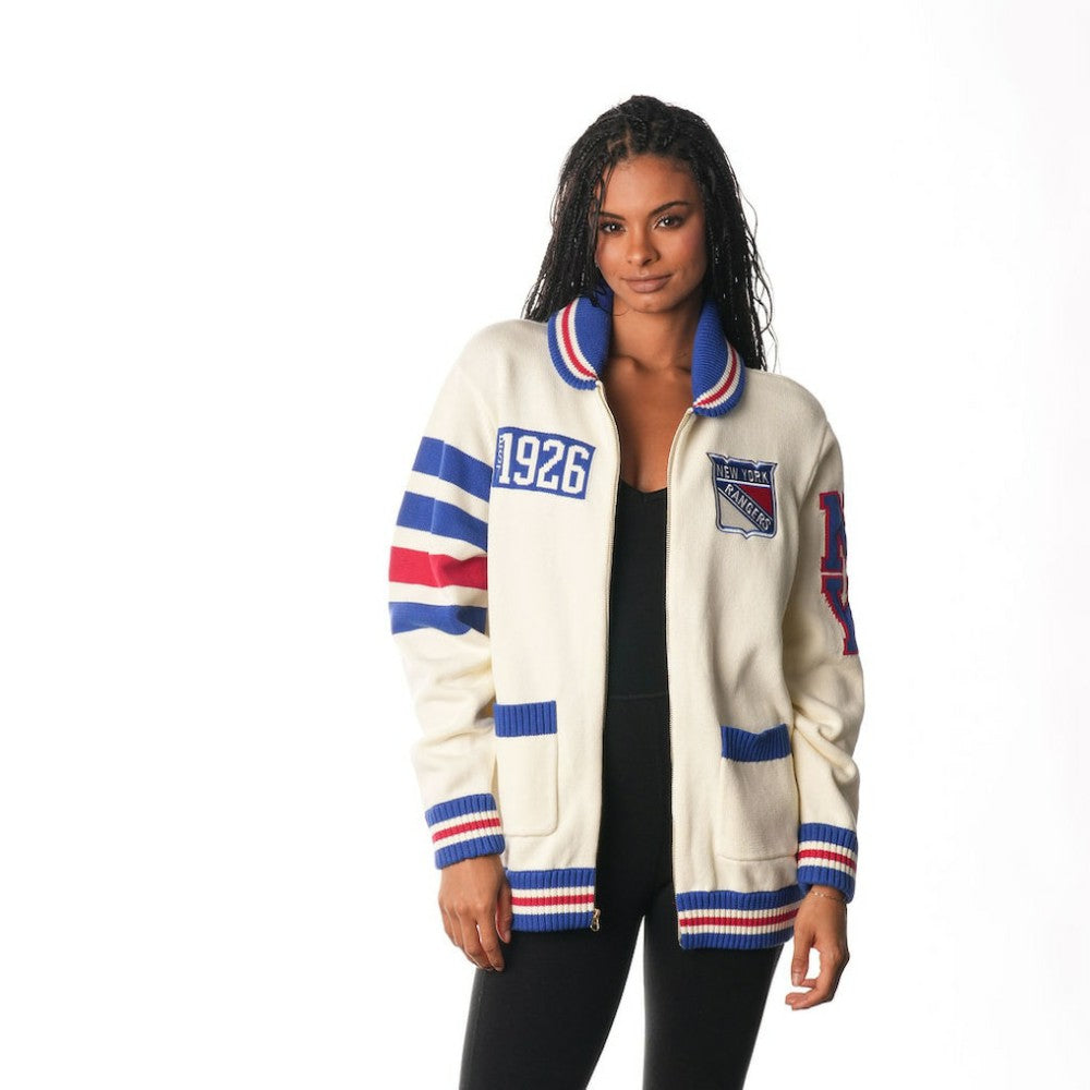 New York Rangers The Wild Collective Unisex Jacquard Full-Zip Sweater For Sale