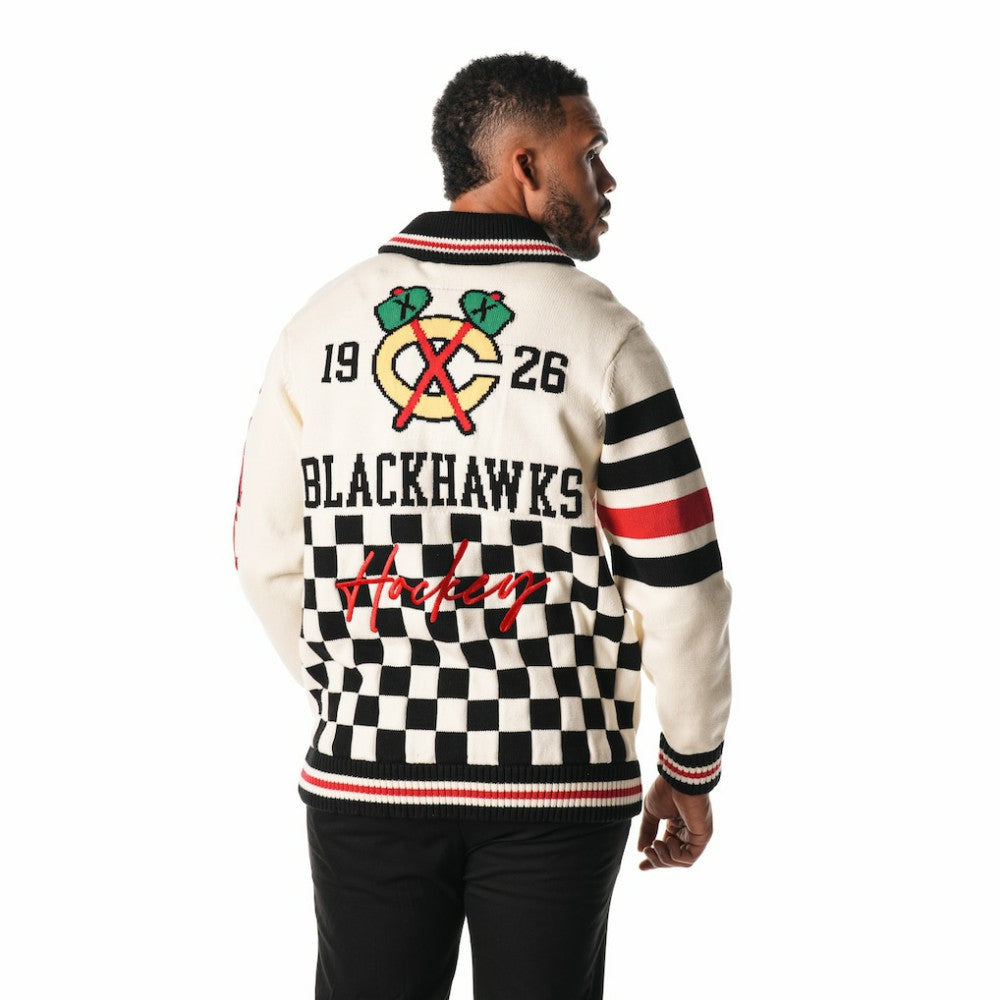 Chicago Blackhawks The Wild Collective Unisex Jacquard Full-Zip Sweater Discount