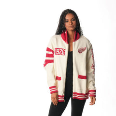 Detroit Red Wings The Wild Collective Unisex Jacquard Full-Zip Sweater For Sale