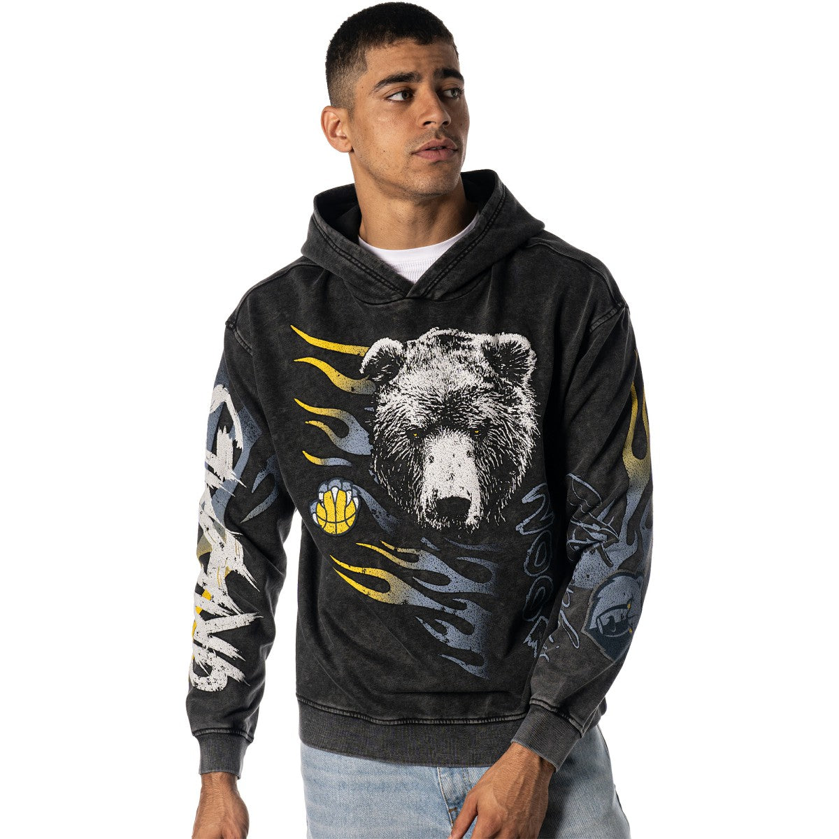 Memphis Grizzlies The Wild Collective Unisex Acid Wash Flame Pullover Hoodie On Sale