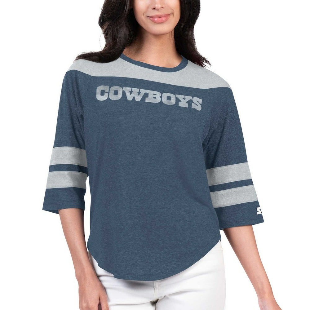 Dallas Cowboys  Starter Women's Fullback Tri-Blend 3/4-Sleeve T-Shirt
