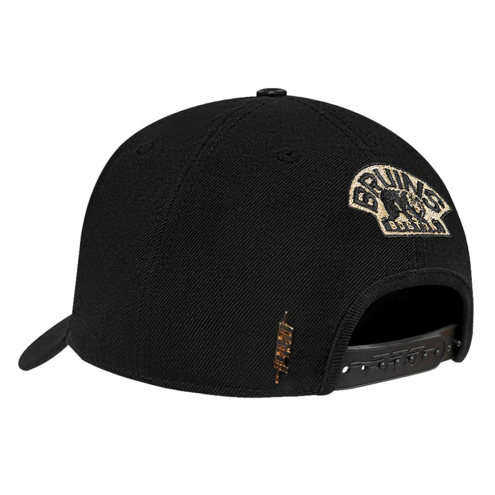 Boston Bruins Pro Standard Metallic Logo Pinch Front Adjustable Hat Discount