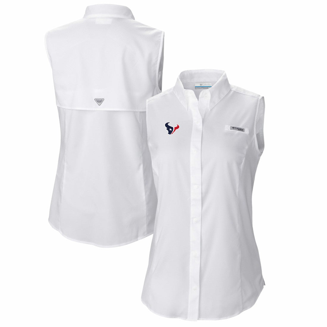 Houston Texans Columbia Women's PFG Tamiami Omni-Shade Sleeveless Button-Up Shirt