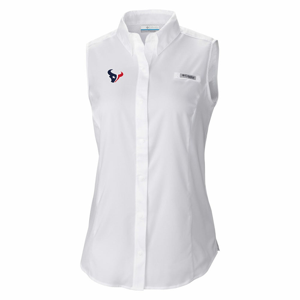 Houston Texans Columbia Women's PFG Tamiami Omni-Shade Sleeveless Button-Up Shirt