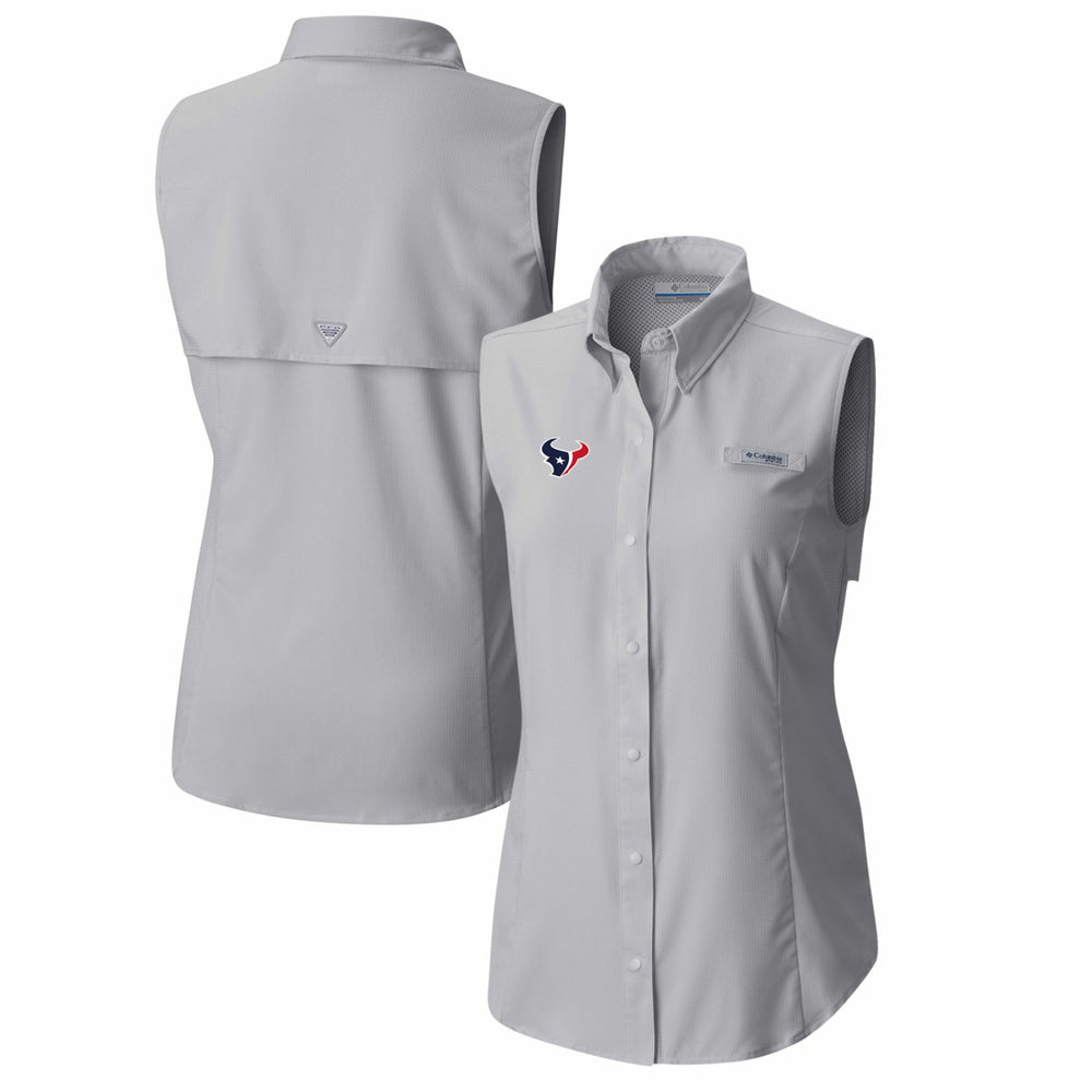 Houston Texans Columbia Women's PFG Tamiami Omni-Shade Sleeveless Button-Up Shirt
