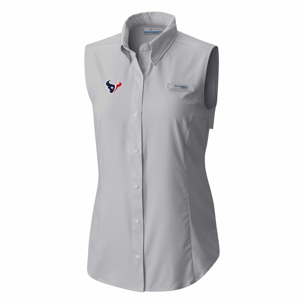 Houston Texans Columbia Women's PFG Tamiami Omni-Shade Sleeveless Button-Up Shirt