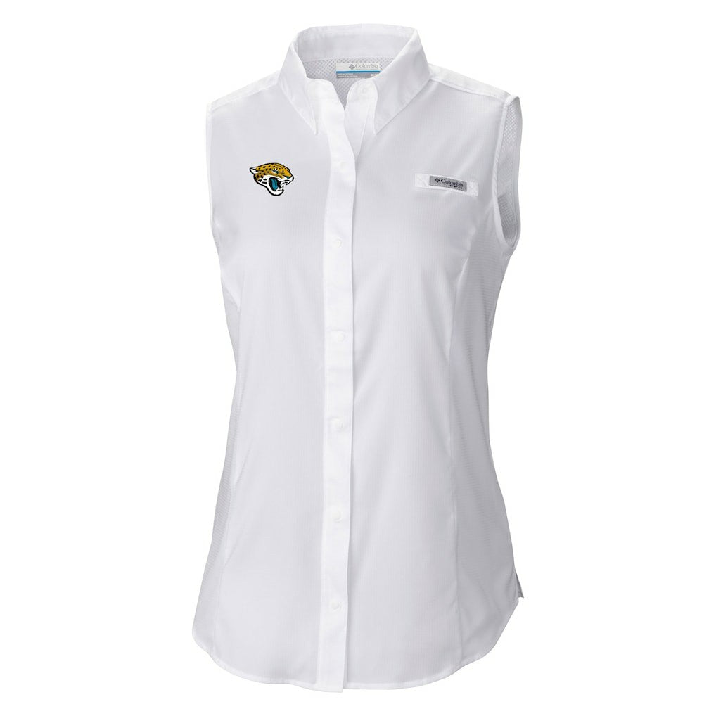 Jacksonville Jaguars Columbia Women's PFG Tamiami Omni-Shade Sleeveless Button-Up Shirt