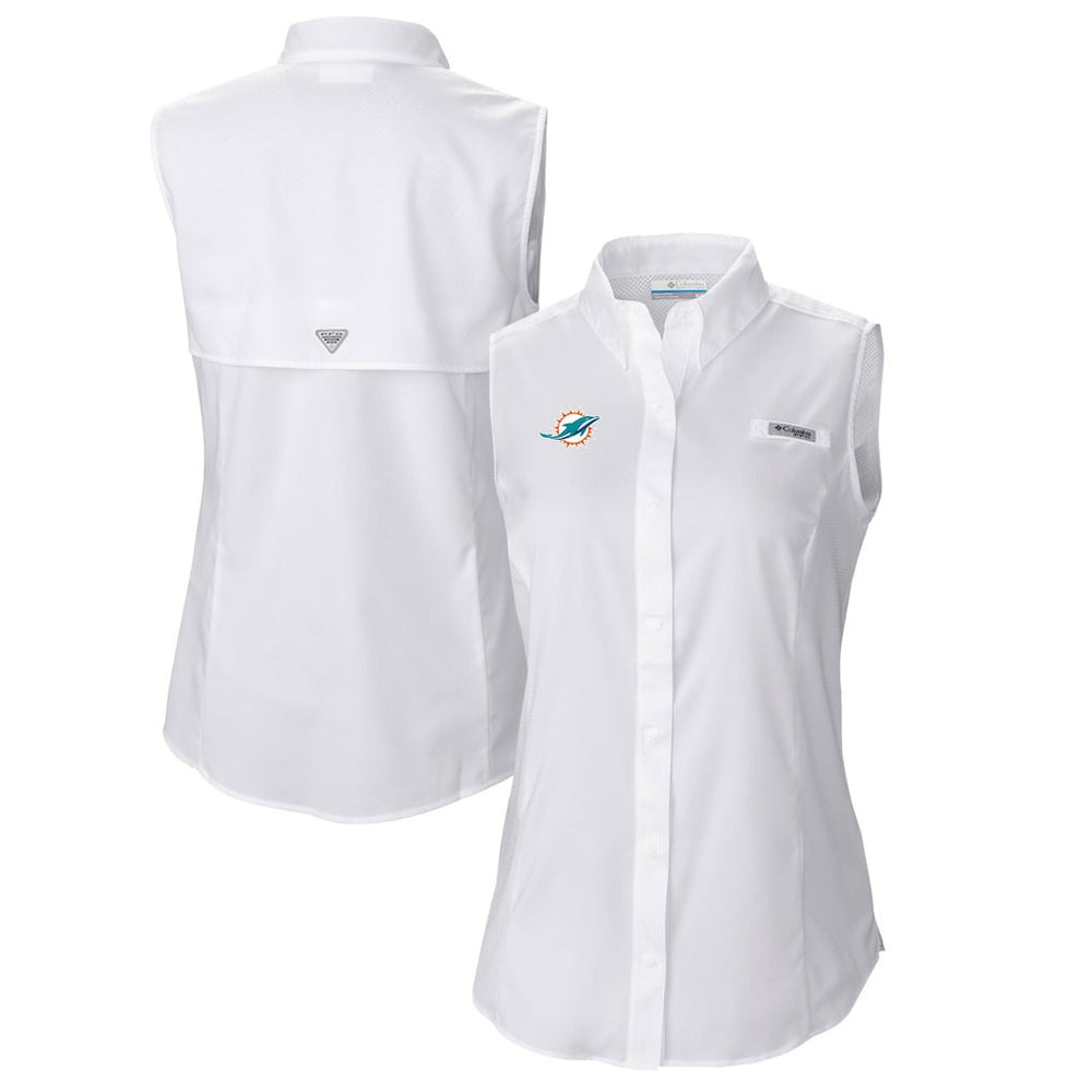 Miami Dolphins Columbia Women's PFG Tamiami Omni-Shade Sleeveless Button-Up Shirt
