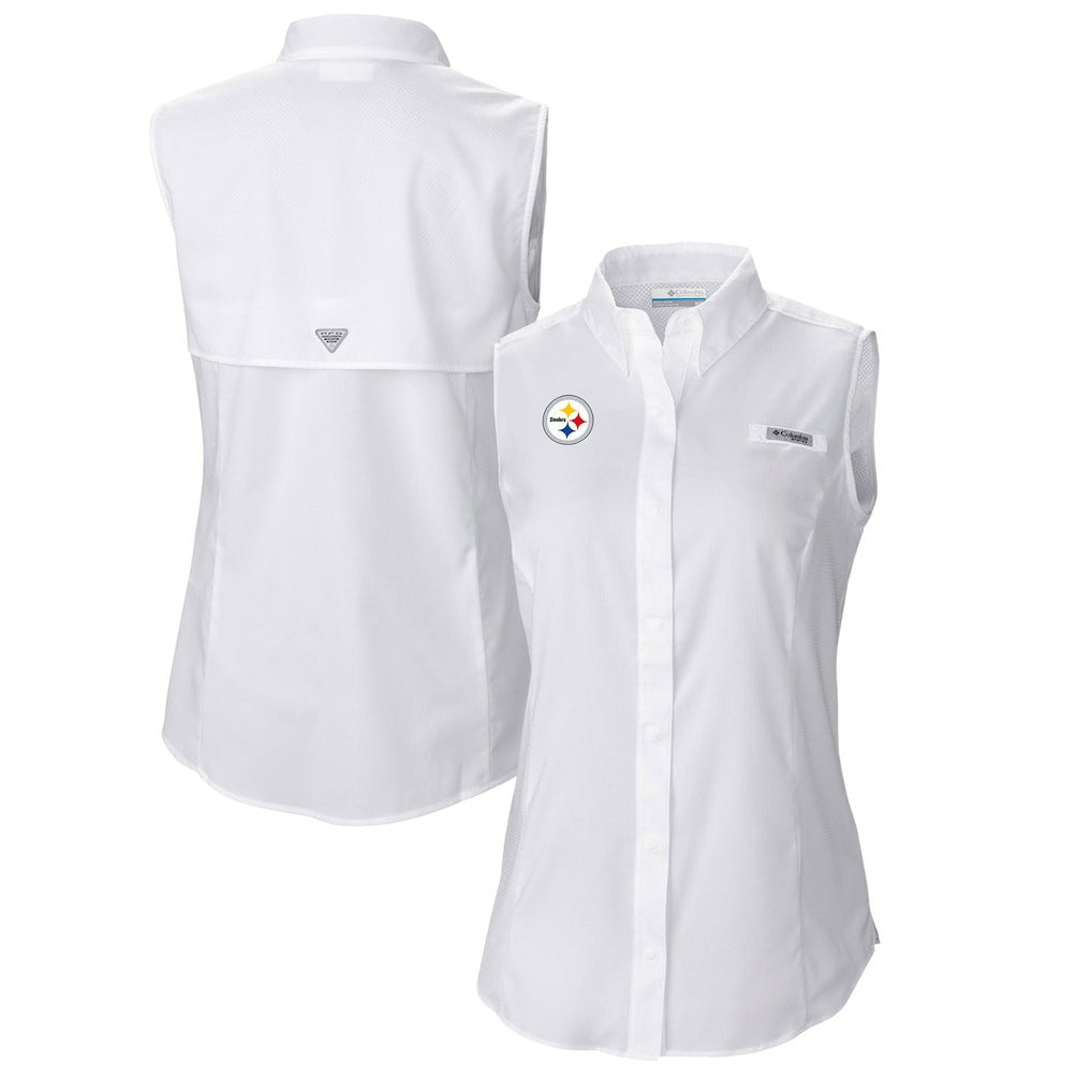 Pittsburgh Steelers Columbia Women's PFG Tamiami Omni-Shade Sleeveless Button-Up Shirt