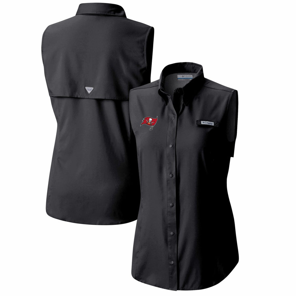 Tampa Bay Buccaneers Columbia Women's PFG Tamiami Omni-Shade Sleeveless Button-Up Shirt