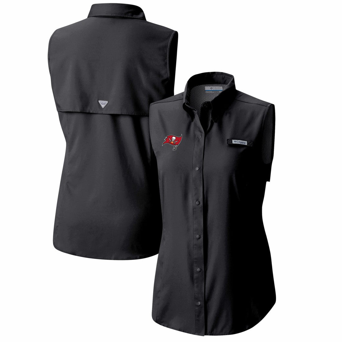 Tampa Bay Buccaneers Columbia Women's PFG Tamiami Omni-Shade Sleeveless Button-Up Shirt