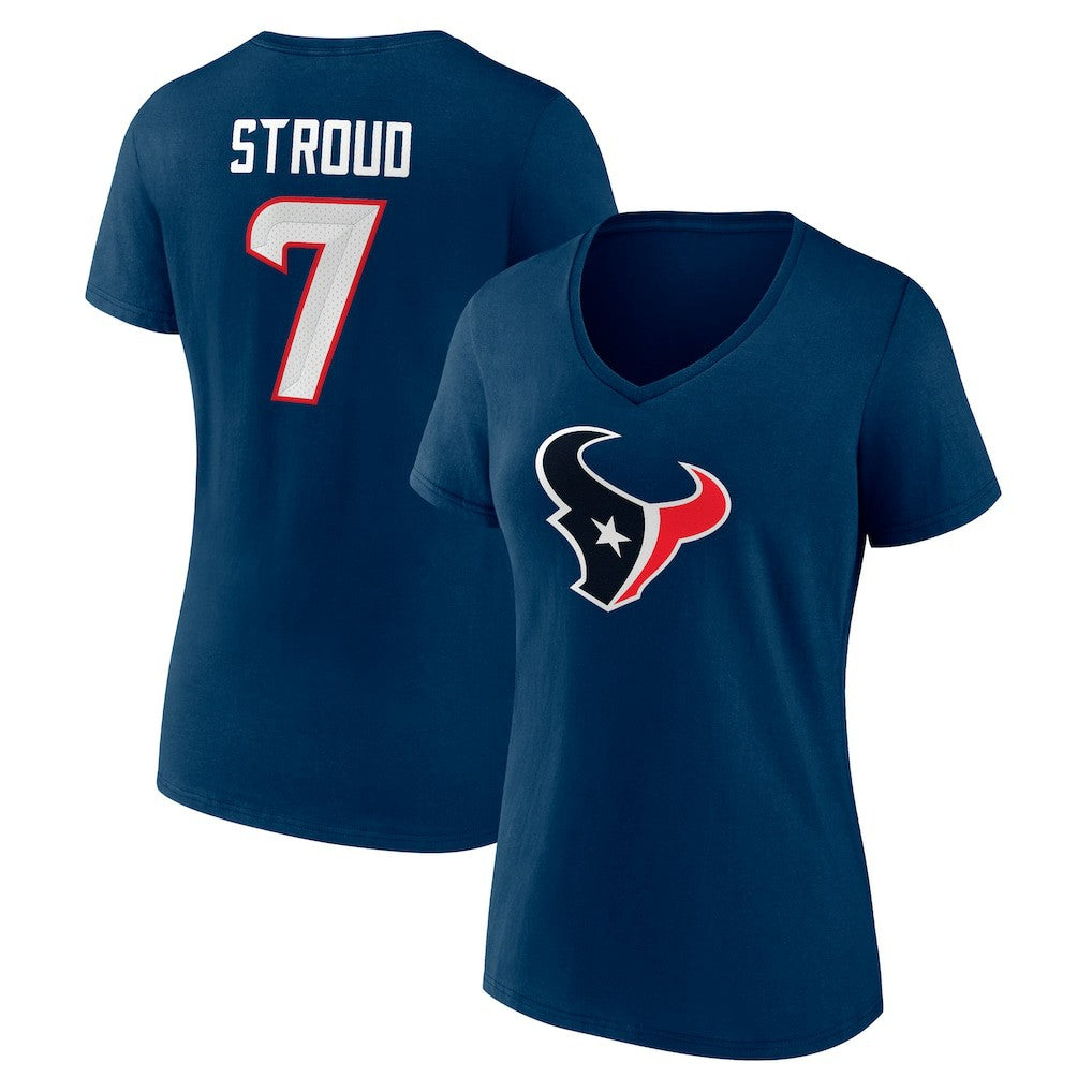 Houston Texans Fanatics C.J. Stroud  Women's Icon Player Name & Number V-Neck T-Shirt