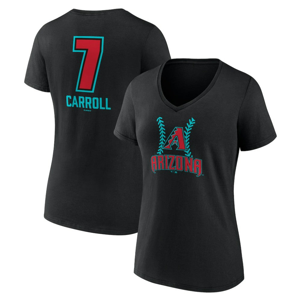 Corbin Carroll Arizona Diamondbacks Women's Name & Number Fastball V-Neck T-Shirt | MLB Outlet