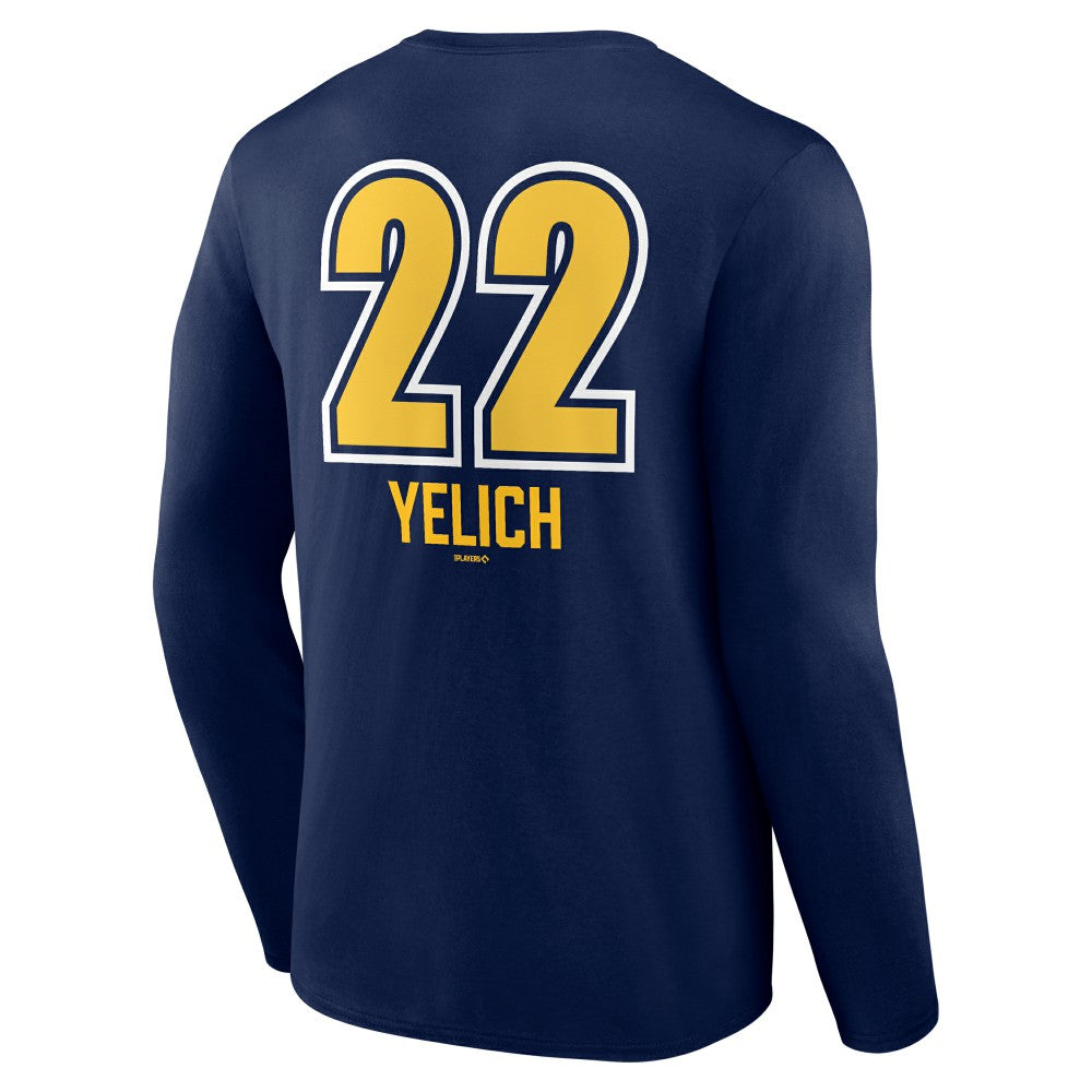 Christian Yelich Milwaukee Brewers Name & Number Fastball Long Sleeve T-Shirt | MLB On Sale